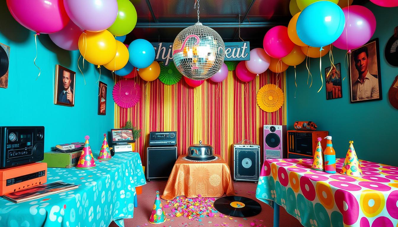 Retro bachelorette party decor