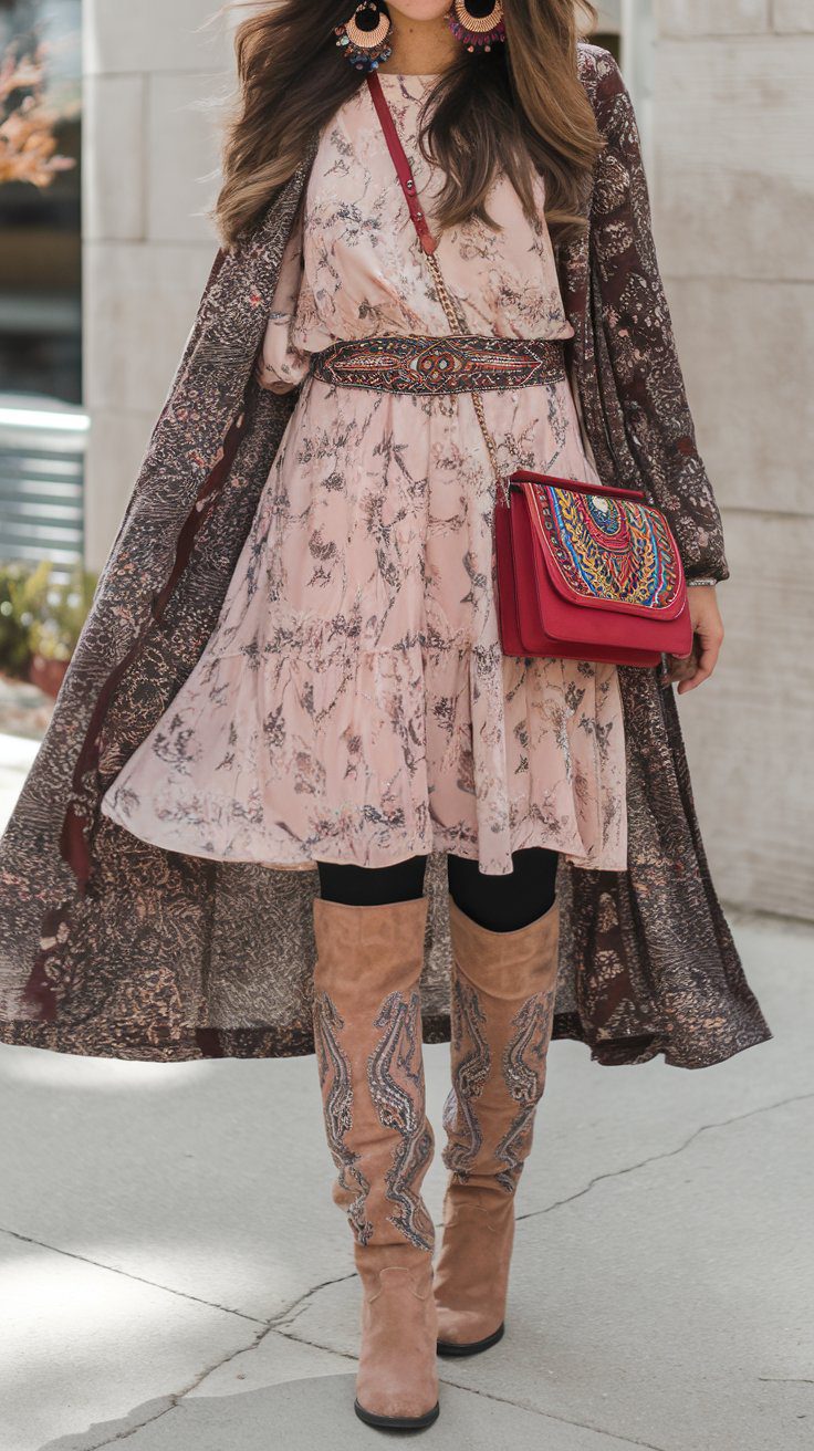 Layering in boho winter fashion is not just about adding on clothes but creatively mixing different lengths to create a dynamic and interesting look. By varying the length of your garments, you can add depth and visual appeal to your outfit while staying warm.