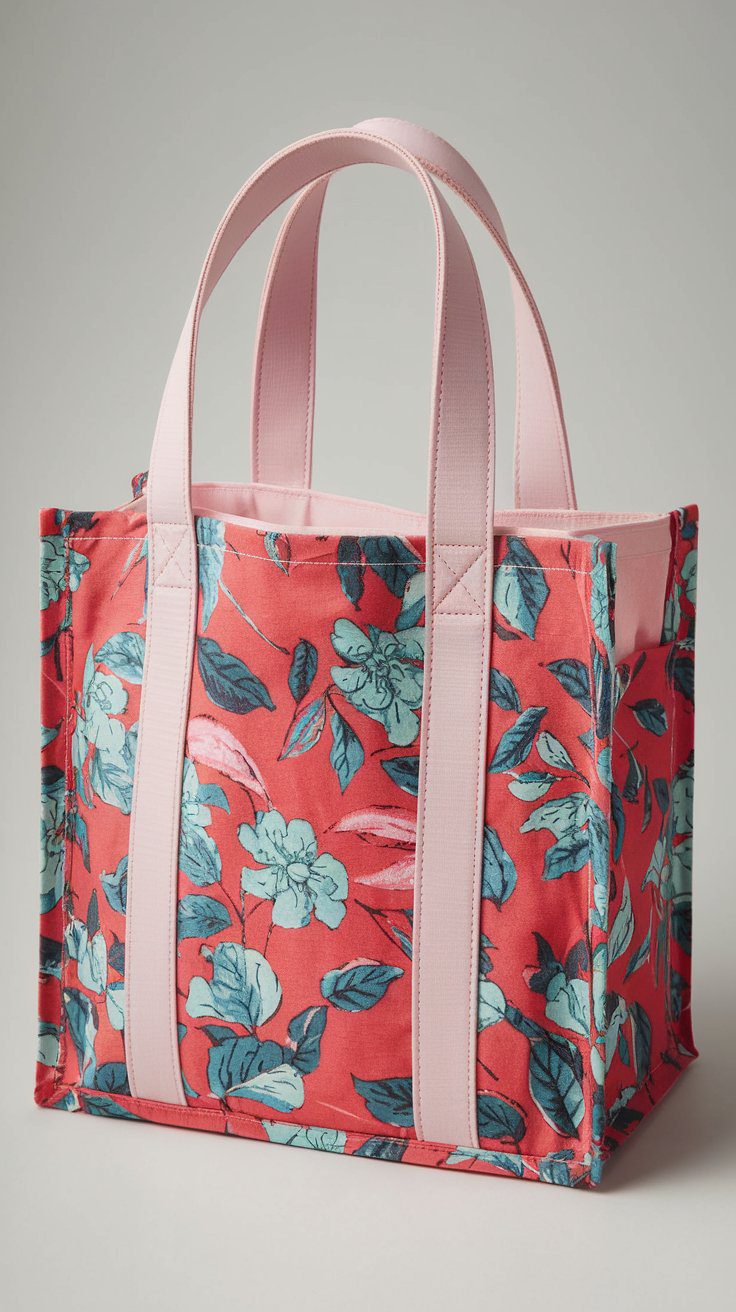 A handmade canvas tote bag, a beginner sewing project suitable for groceries, books, or gifting.
